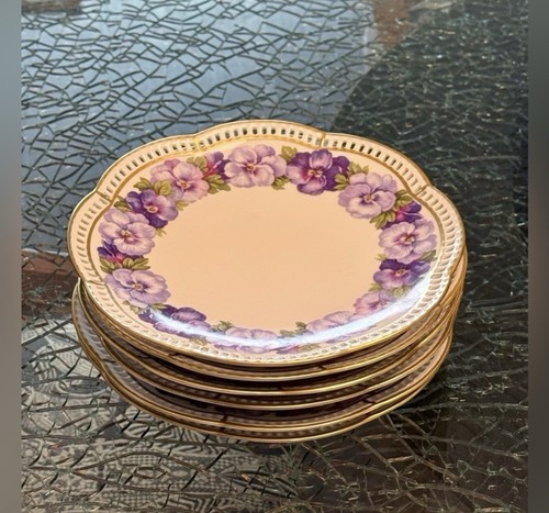 Six antique dessert plates - antique,