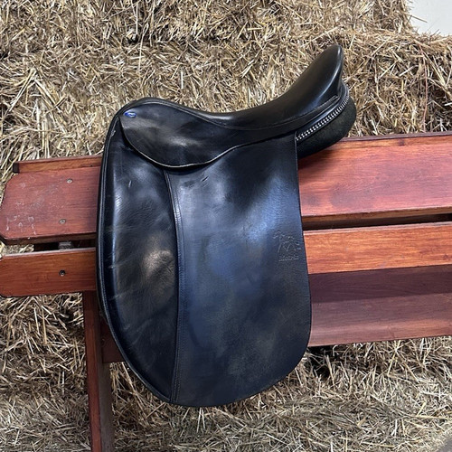Black leather dressage - leather, saddle