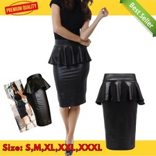 Women Frill Peplum PU Pvc