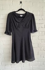 Pearl Lowe For Peacocks Black Vintage Style 40's Polka Dot Tea Dress Size 12
