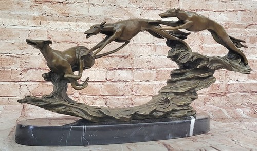 Lost wax bronze greyhound dogs - bronze,