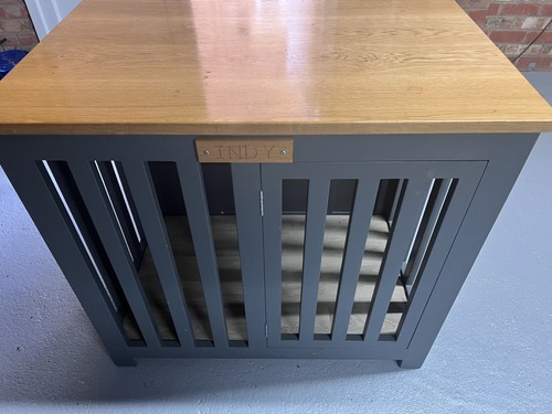 Bespoke oak top dog crate - oak,
