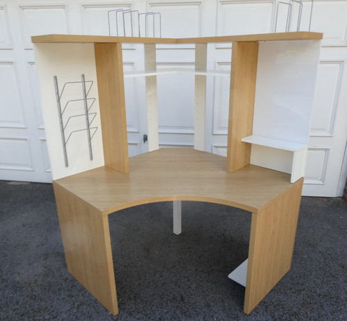 Corner desk with - , shelves