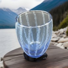 Portmeirion Blue Handblown Glass Tumbler. With Controlled Bubbles