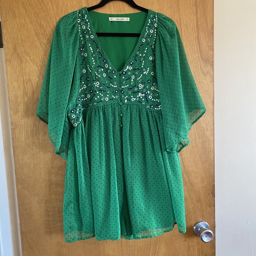 Zara green navy polka - green,