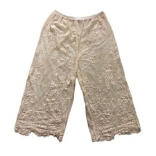 Women Pettipant Half Slip Flower Lace Cropped Pants Straight Leg Capris Leggings