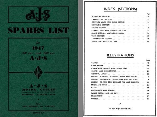 Ajs motor cycles 1947 spares - motor,