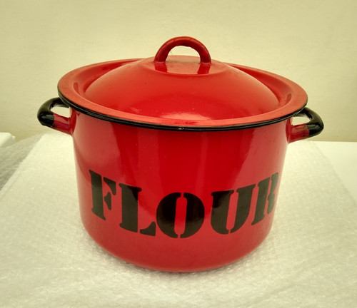 Vintage enamelled flour bin - vintage,