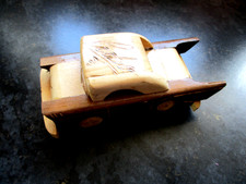 Wooden Car Model Hand Made 5"  Cuba Chevrolet CHEVY 1957 Moving wheels         4