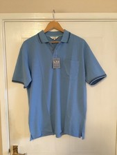 Lloyd Attree & Smith Polo T Shirt Blue Striped Cotton Pocket Collared w/Tags
