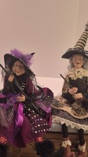 2 Halloween Witch Dolls 25"