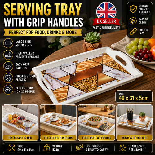 Large grip handle serving - handle, tray