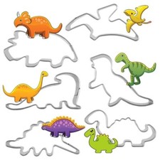 6x Cookie Cutter Dinosaur Shape Cookie Cake Egg Icing Mould Stainless Steel