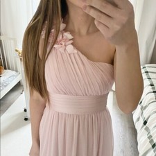 H&M PINK MAXI WEDDING BRIDESMAID PROM PARTY DRESS SIZE UK 10 12 14