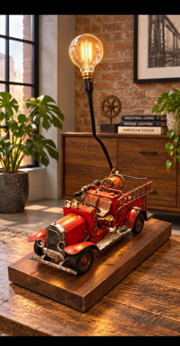 Vintage tin fire engine table - fire,