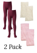Girls MARKS Pink Beige Tights 2 Pack Knitted Cotton Rich Reinforced Toes Crotch