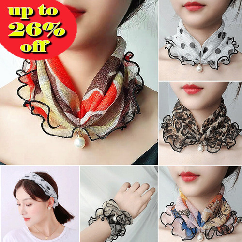 Lace scarf pearl pendant - lace,