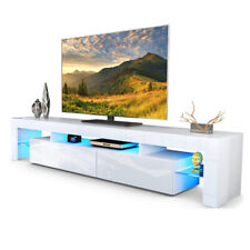 Modern 160cm TV Unit Cabinet White High Gloss Front and Matt Body RGB LED Lights