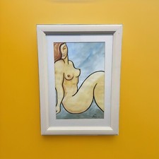 Pop Art Signed Framed Mounted Painting Nude 50x68cm 2009