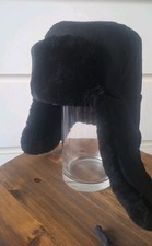 Russian Winter Military Hat Real Fur Felt Ushanka Original Rare No Badge BLACK 
