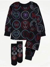 Boys Fleece Velour Marvel Spider Man Pyjamas And Slipper Socks Set Age 4-5 Years