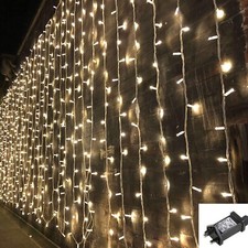 3x3m Christmas Warm White Lights Curtain String Fairy Lamp Wedding Party 