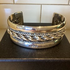 STERLING SILVER - BEDOUIN STYLE - BRACELET - BANGLE - CUFF - 72.9g. - Hallmarked