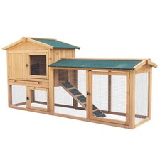 Wooden Pet Rabbit Hutch Bunny Guinea Pig Ferret Run 2 Tier Wood House Cage Pen