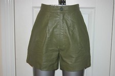 BRAG OLIVE Faux Vegan LEATHER FESTIVAL SHORTS XS/S uk10us6eu36 Waist w24in w61cm
