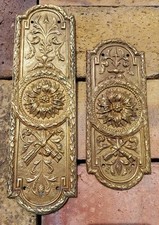 2 x  Evered & Co., Ornate, Antique Brass Finger Plates. Reclaimed Salvage