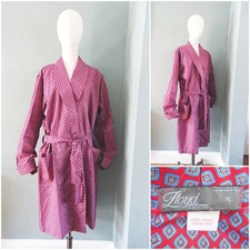 Vintage Mens Robe 1980s Dressing Gown Smoking Jacket Red Geometric Lloyd XL