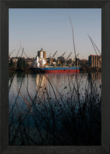 River cargo ship framed wall - river,
