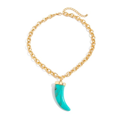 Turquoise color horn pendant - turquoise,