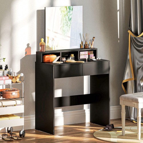 Black dressing table large - black,