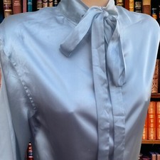 Silver Shiny Satin Pussy Bow