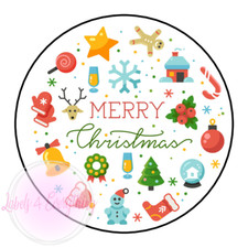 Merry Christmas Round Stickers