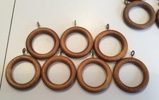 6 x Wooden Curtain Rings - oak/antique pine - wood curtain pole rings - 38mm