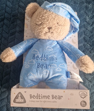 ELC Bedtime Bear Teddy soft toy Blue clouds sleeping New