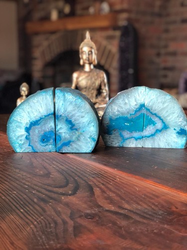 Teal agate natural edge - natural,