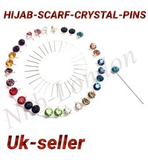 NEW CRYSTAL DIAMANTÉ DIAMOND ROUND STICK BROOCH LAPEL SHAWL SCARF HIJAB PIN