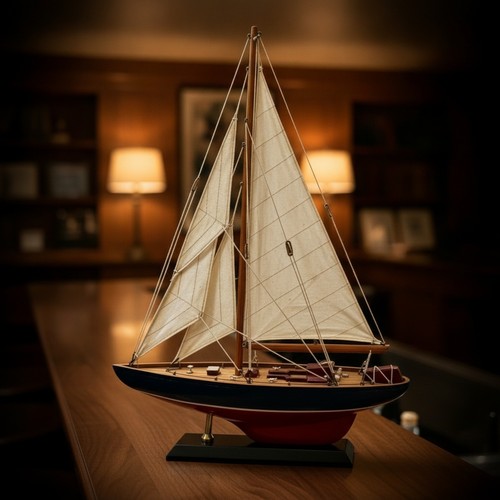 Wooden sailing boat model - sailing,