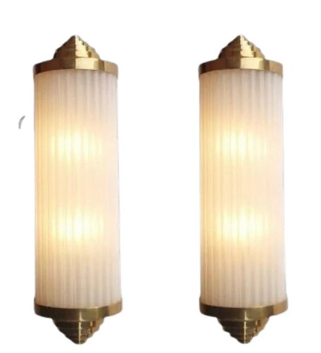 Pair antique art deco brass - pair,