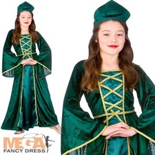 Medieval Tudor Princess Girls Fancy Dress Childs Book Character Kids Costume New