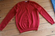 Woolovers Merino Extra Fine80% Wool 20% Cashmere Jumper Size M Red Crew Neck