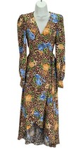 Biba Printed Wrap Dress, Womens Dress UK Size 12, Medium, Leopard, New