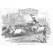 THEATRE Scene in the Circle at Batty's Amphitheatre - Antique Print 1844