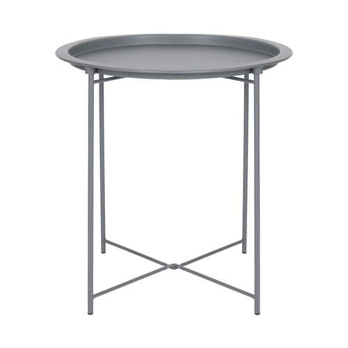 Matt round steel - steel, tray