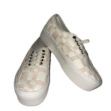 Vans Woven Check Authentic Stackform Platform Women UK 6.5 White / Pink Trainers