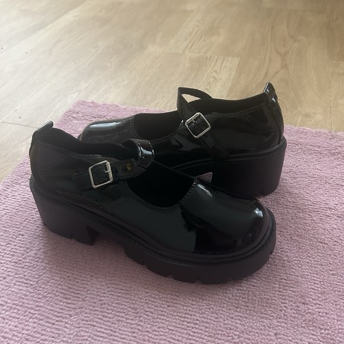 Shiny black mary jane shoes - black,