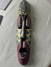 Tiki Mask Tribal Art Dot Painted Decor Handcrafted by Bali Woodcarvers Lizar